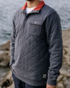Men's Bark Quilted Popper Up Sweatshirt