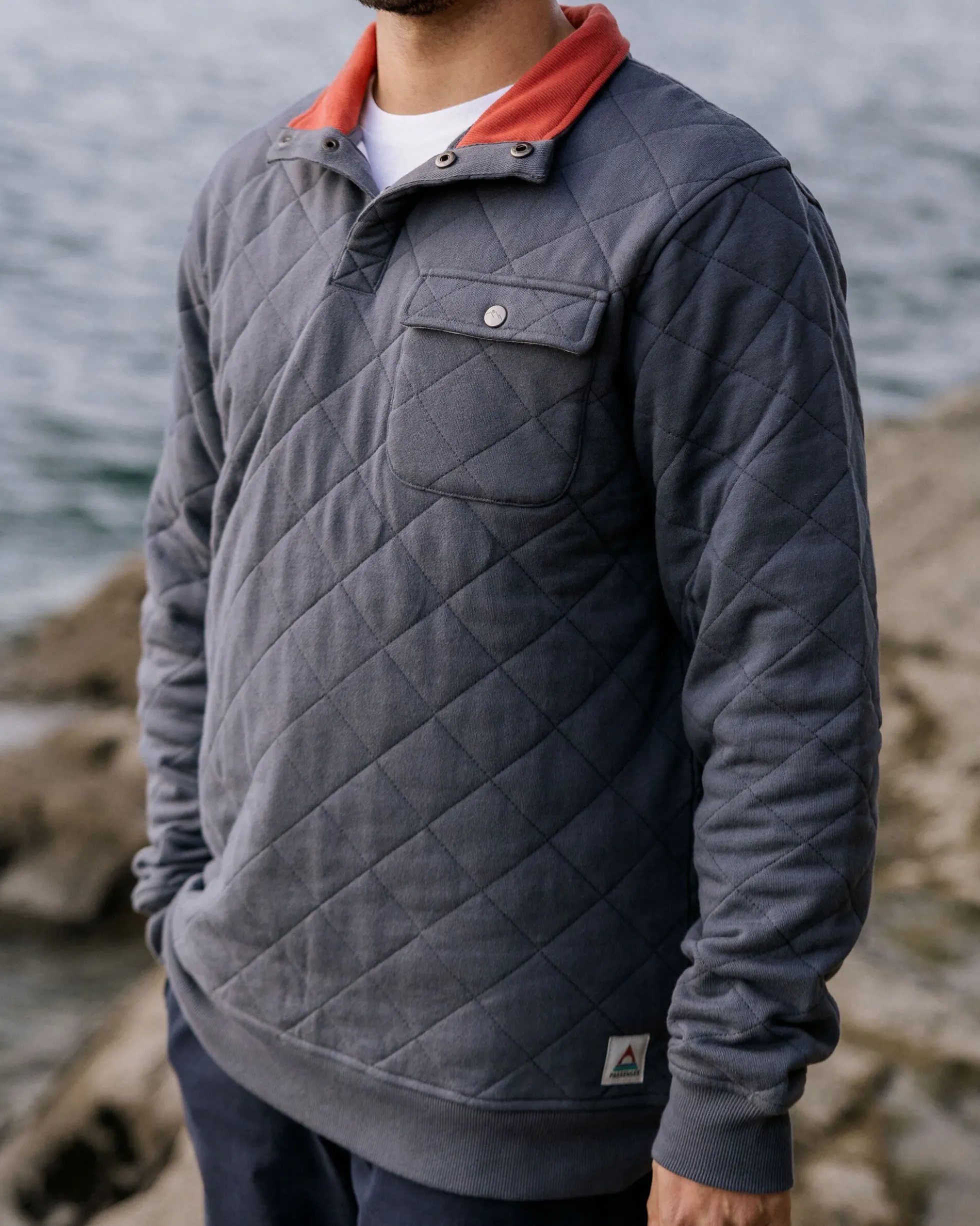 Men's Bark Quilted Popper Up Sweatshirt