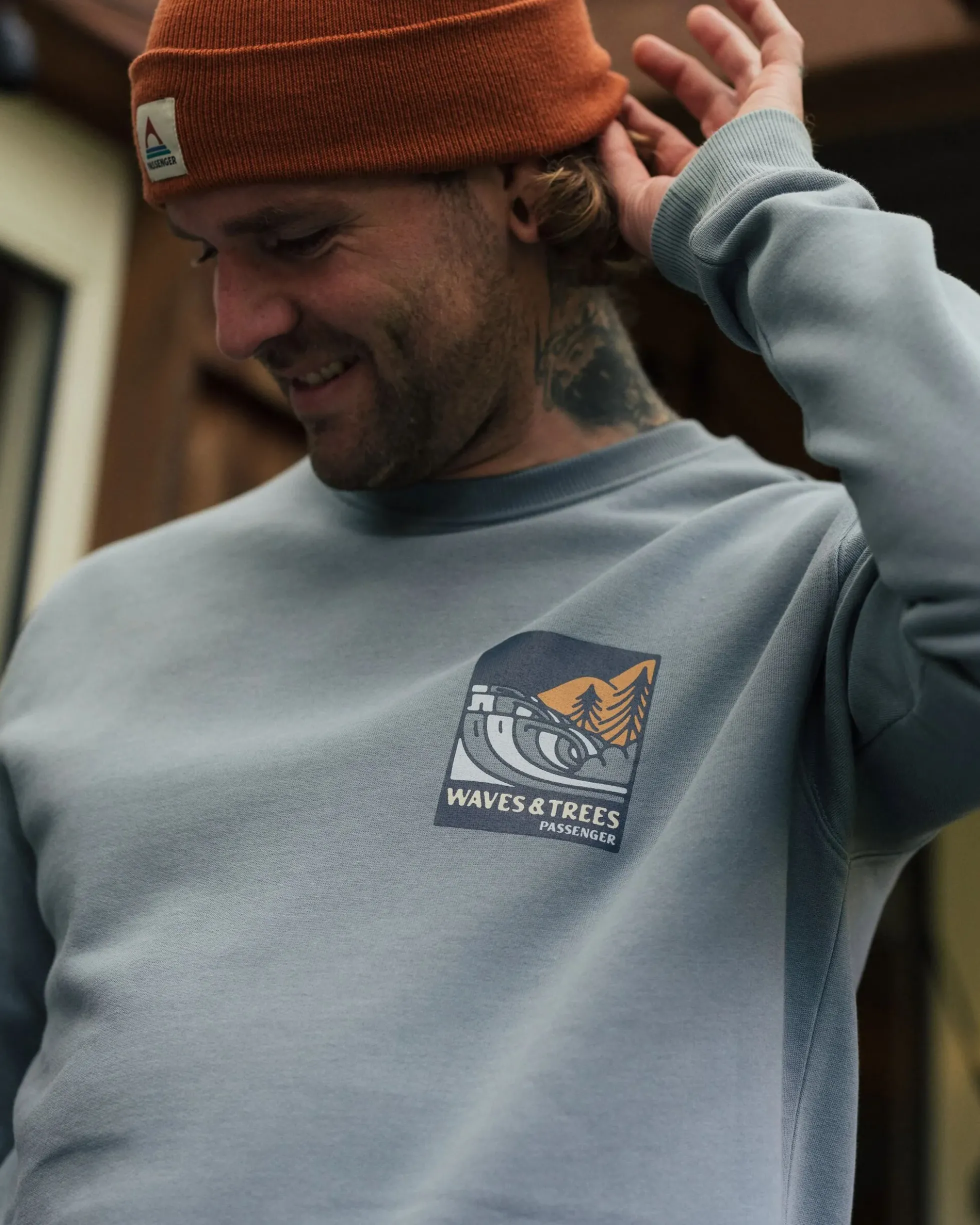 Men's Waves & Trees Organic Cotton Sweatshirt