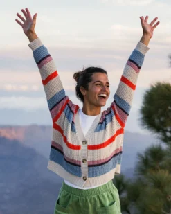 Women's Reflection Open Knit Stripey Cardigan